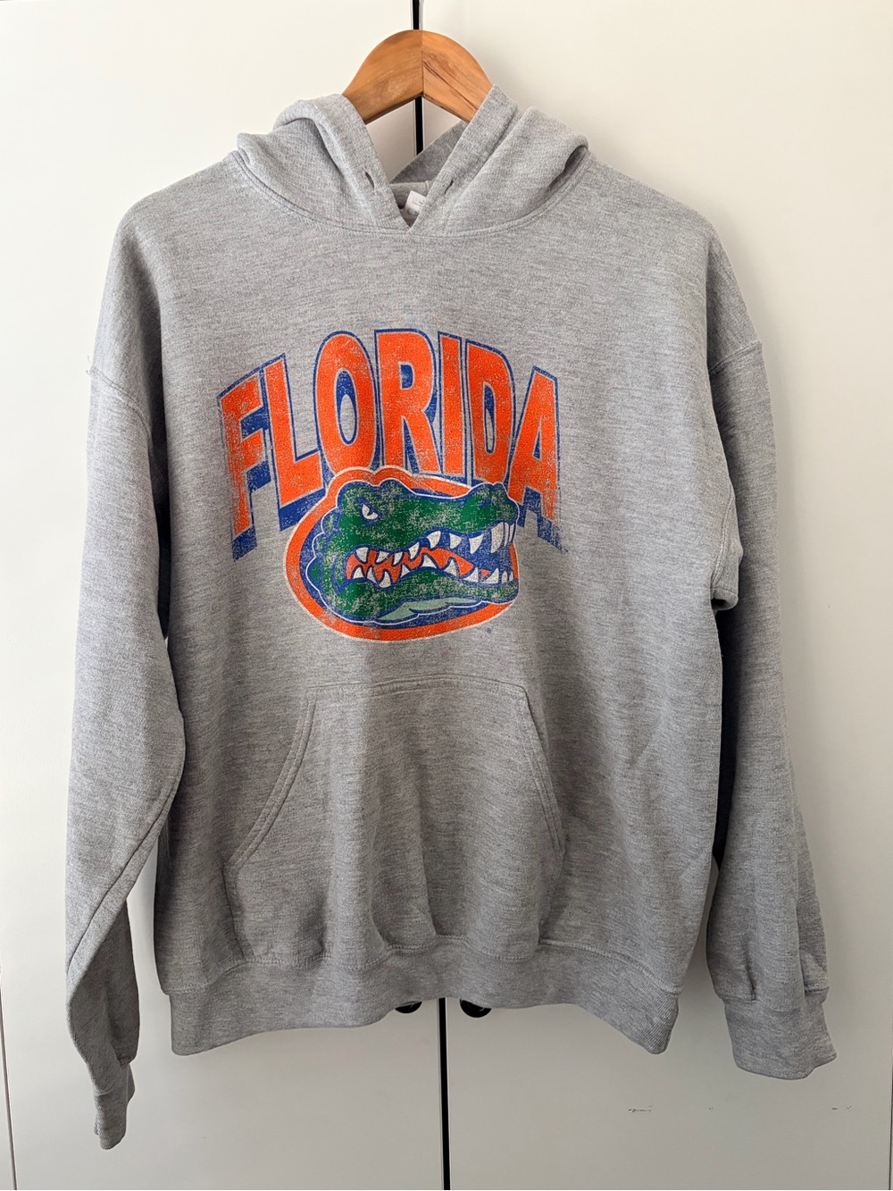Gildan Grey Crewneck Hoodie with Orange & Green Florida Graphic